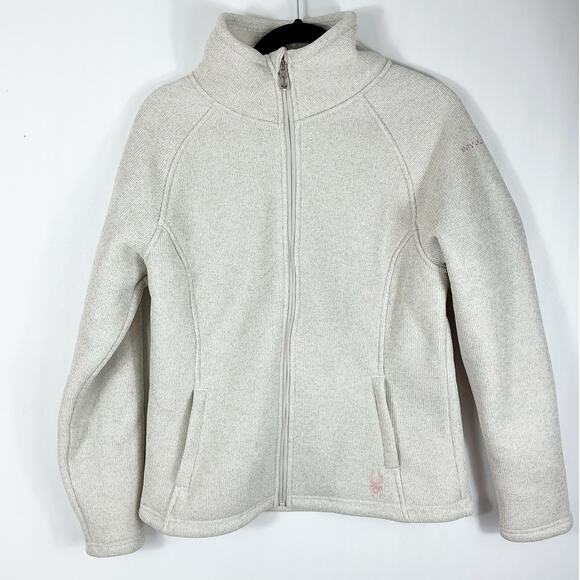 Spyder Womens Stella Full Zip Jacket Oatmeal Heather Sherpa Lined Large - Picture 1 of 7